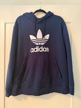 adidas Navy Crewneck Hoodie with White Trefoil